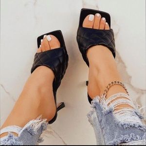 Black Quilted Padded Sandal
